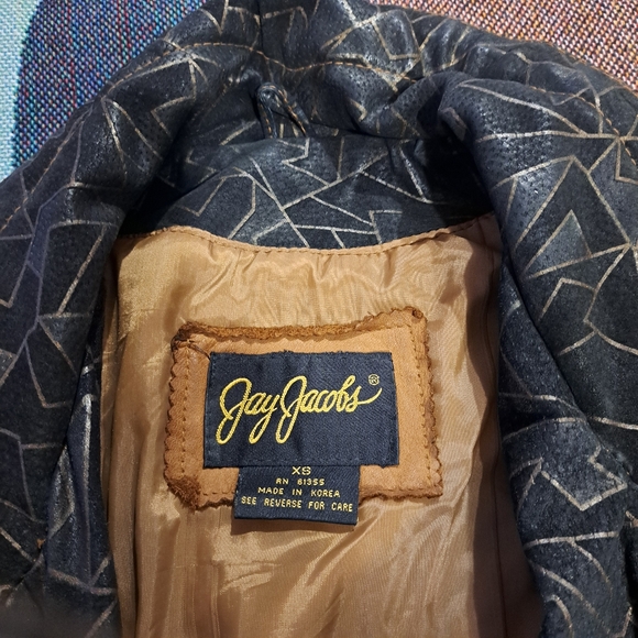 🌈VINTAGE LEATHER BOMBER-XS - Picture 5 of 7